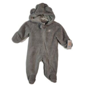 NEW! Carter’s Just One You Baby Sherpa Fleece Bunting Suit Gray Hooded 3M NWT